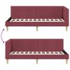 vidaXL Cadre de lit d'angle avec t&ecirc;te de lit Bordeaux 90 cm x 190 cm