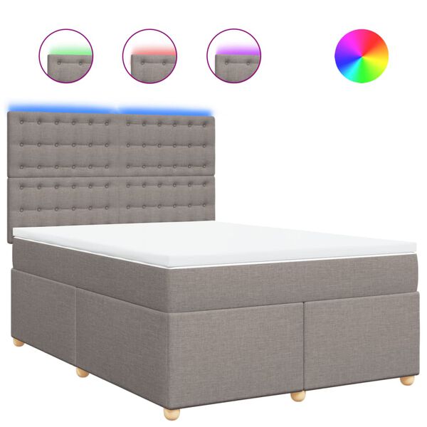 vidaXL Sommier &agrave; lattes de lit avec matelas Taupe 140x200 cm Tissu
