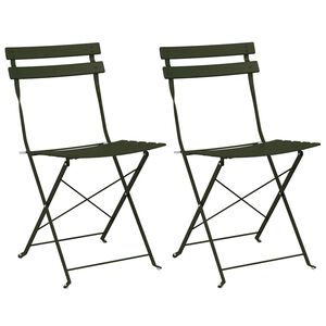 vidaXL Chaise de jardin pliante 2 pcs Vert 42 x 46 x 82cm M&eacute;tal