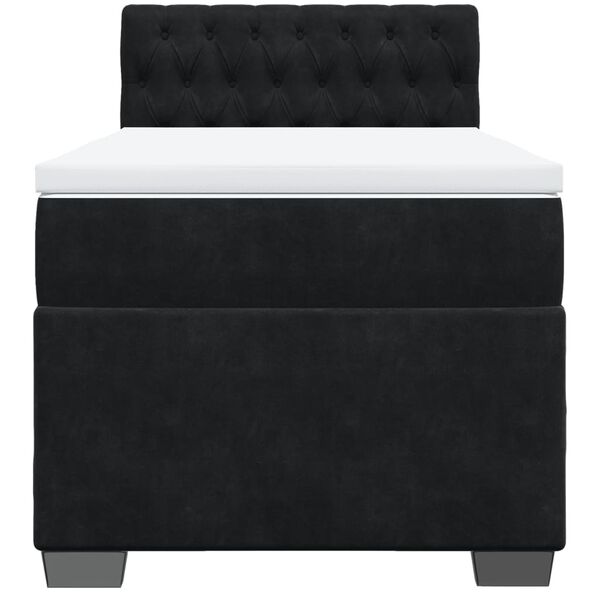 vidaXL Sommier &agrave; lattes de lit avec matelas Noir 90x190 cm Velours