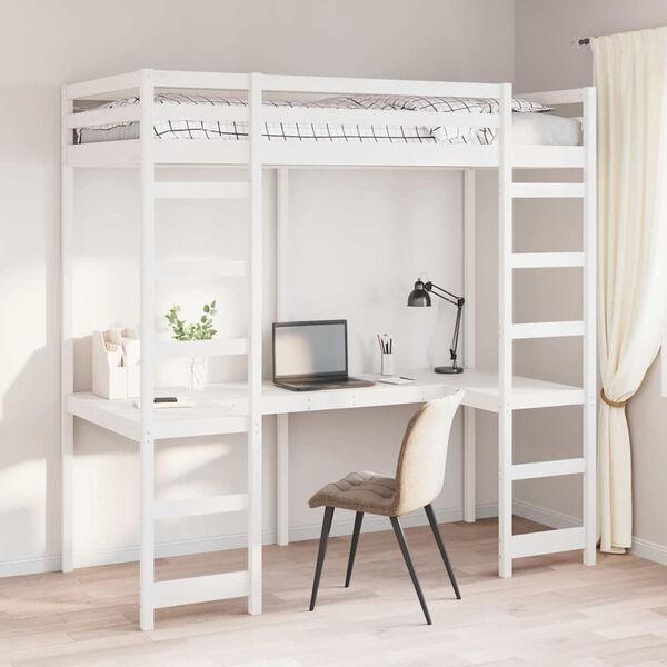 vidaXL Cadre de lit mezzanine Blanc 80 x 200 cm Pin massif