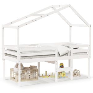 vidaXL Lit haut sans matelas blanc 75x190 cm bois de pin massif
