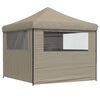 vidaXL Tente de r&eacute;ception pliable escamotable 4 parois lat&eacute;rales taupe