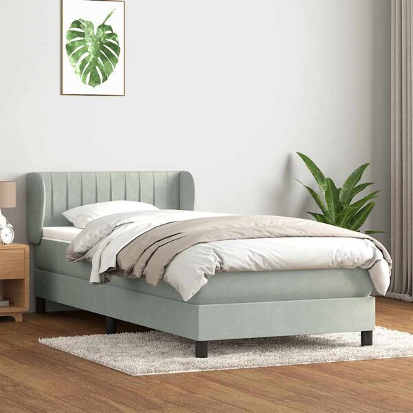 vidaXL Sommier &agrave; lattes de lit et matelas gris clair 100x220cm velours