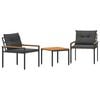 vidaXL Ensemble de meubles d'ext&eacute;rieur 3 pcs Gris fonc&eacute; polyrotin