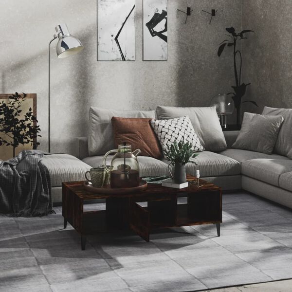 vidaXL Table basse ch&ecirc;ne fum&eacute; 103,5x60x35 cm bois d'ing&eacute;nierie