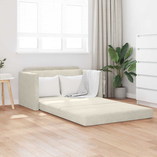 vidaXL Canap&eacute;-Lit 110cm Cr&egrave;me Velours