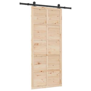 vidaXL Porte coulissante Marron 80 x 208 cm Bois de pin massif