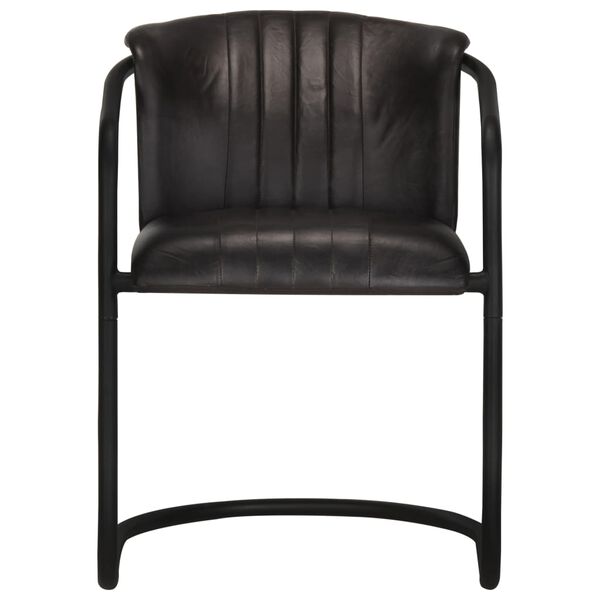 vidaXL Chaises &agrave; manger lot de 2 noir cuir v&eacute;ritable