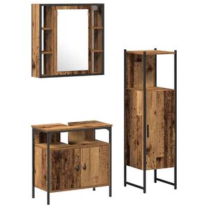 vidaXL Ensemble de mobilier de salle de bain avec &eacute;tag&egrave;re 3 pcs Marron