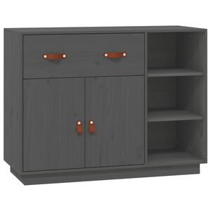 vidaXL Buffet Gris 98,5x40x75 cm Bois massif de pin