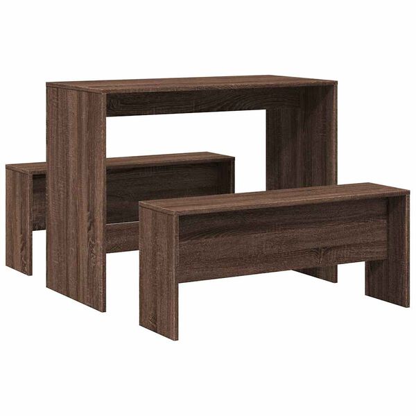 vidaXL Ensemble table à manger et bancs 3 pcs bois d'ingénierie