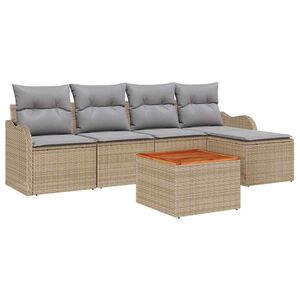 vidaXL Ensemble de canap&eacute; de jardin avec coussin 6 pcs Beige polyrotin