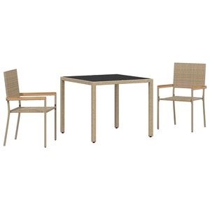 vidaXL Ensemble de salle &agrave; manger pour jardin 3 pcs Beige polyrotin