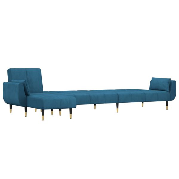 vidaXL Canap&eacute;-lit en forme de L bleu 275x140x70 cm velours