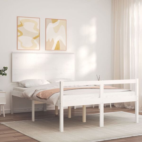 vidaXL Lit pour personne &acirc;g&eacute;e sans matelas blanc bois massif