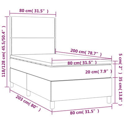 vidaXL Sommier à lattes de lit et matelas Gris clair 80x200 cm Velours