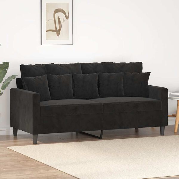 vidaXL Canap&eacute; &agrave; 2 places Noir 140 cm Velours