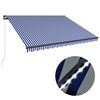 vidaXL Auvent manuel r&eacute;tractable avec LED 400x300 cm Bleu et blanc