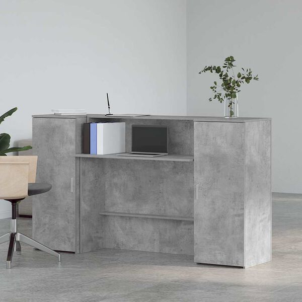 vidaXL Bureau de réception gris béton 180x50x103,5cm bois d'ingénierie