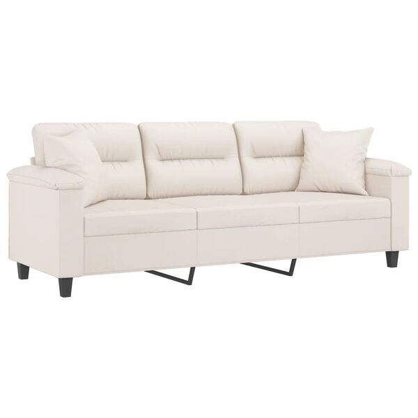 vidaXL Canap&eacute; 3 places avec oreillers et coussins Beige 180 cm