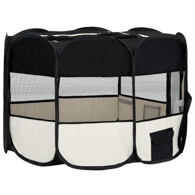 vidaXL Parc pliable pour chien avec sac de transport Noir 125x125x61cm