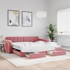 vidaXL Lit de jour avec gigogne et tiroirs rose 100x200 cm velours