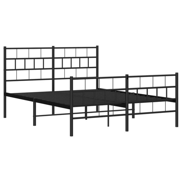 vidaXL Cadre de lit m&eacute;tal sans matelas avec pied de lit noir 140x190cm