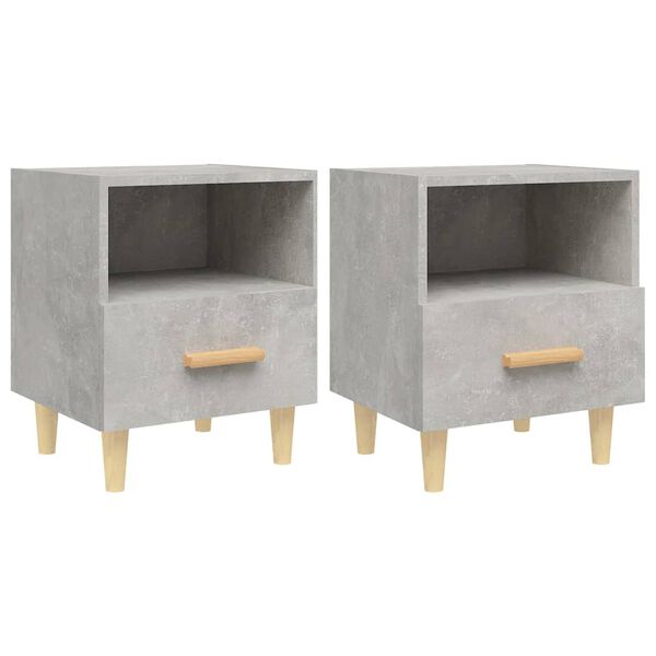 vidaXL Tables de chevet 2 pcs Gris b&eacute;ton 40x35x47 cm