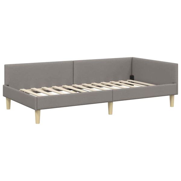 vidaXL Cadre de lit d'angle avec t&ecirc;te de lit Taupe 90 x 190 cm tissu