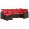 vidaXL Salon de jardin avec coussins 6 pcs marron r&eacute;sine tress&eacute;e