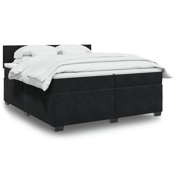 vidaXL Sommier &agrave; lattes de lit et matelas Noir 200x200 cm Velours