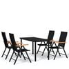 vidaXL Ensemble &agrave; manger de jardin 5 pcs Noir