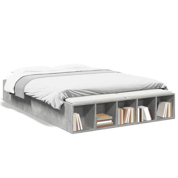 vidaXL Cadre de lit sans matelas gris b&eacute;ton 135x190 cm