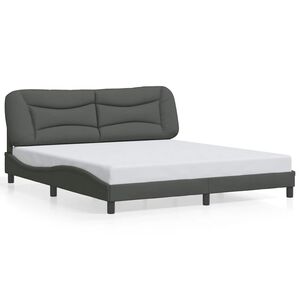 vidaXL Cadre de lit sans matelas Hvar gris fonc&eacute; 180x200 cm tissu