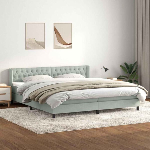 vidaXL Sommier &agrave; lattes de lit et matelas gris clair 180x220cm velours