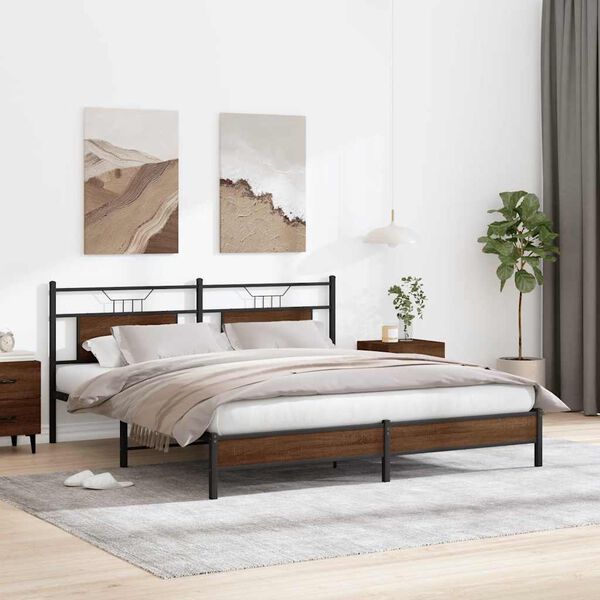 vidaXL Cadre de lit sans matelas ch&ecirc;ne marron 183x203 cm