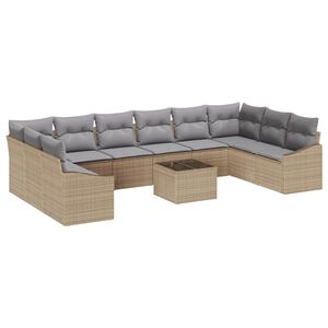 vidaXL Ensemble de Canap&eacute;s avec coussin 11 pcs Beige polyrotin
