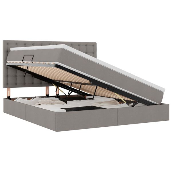 vidaXL Lit avec rangement et LED avec LED Taupe 160 x 200 cm Polyester