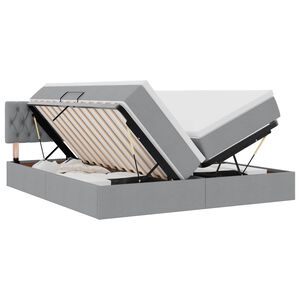 vidaXL Lit de rangement LED avec matelas Gris clair 180 x 200 cm Tissu