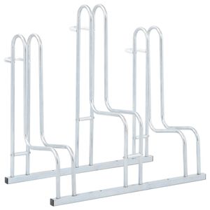 vidaXL Support de v&eacute;lo au sol autoportant pour 3 v&eacute;los acier galvanis&eacute;
