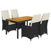 vidaXL Ensemble &agrave; manger de jardin coussins 5pcs Noir R&eacute;sine tress&eacute;e