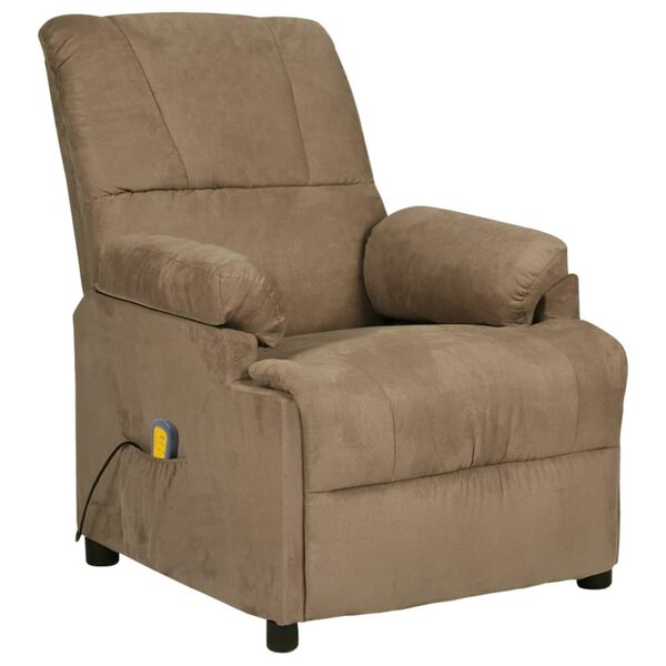 vidaXL Fauteuil de massage Taupe Similicuir daim