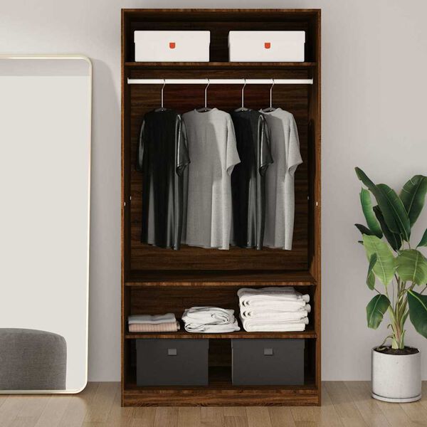 vidaXL Garde-robe ch&ecirc;ne marron 100x50x200 cm bois d'ing&eacute;nierie