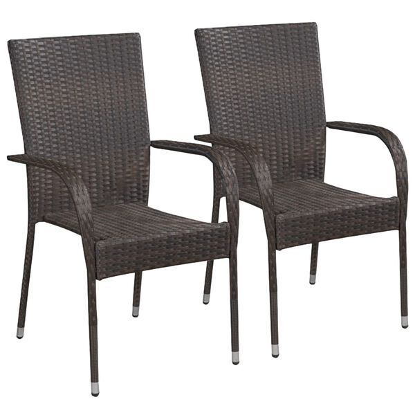 vidaXL Ensemble &agrave; manger de jardin 3pcs R&eacute;sine tress&eacute;e Marron