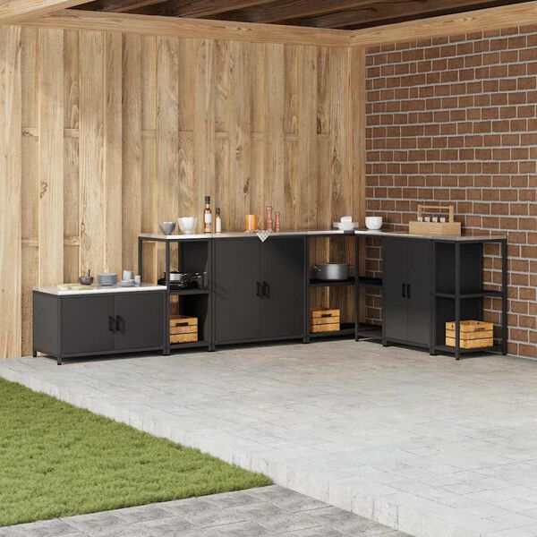vidaXL Rangement de cuisine avec &eacute;tag&egrave;re Noir 60 x 50 x 92 cm Acier