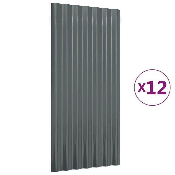 vidaXL Panneaux de toit 12 pcs Acier galvanis&eacute; Anthracite 80x36 cm