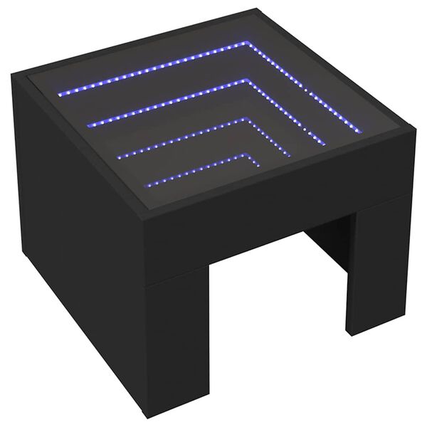 vidaXL Table basse avec LED infini noir 40x40x30 cm