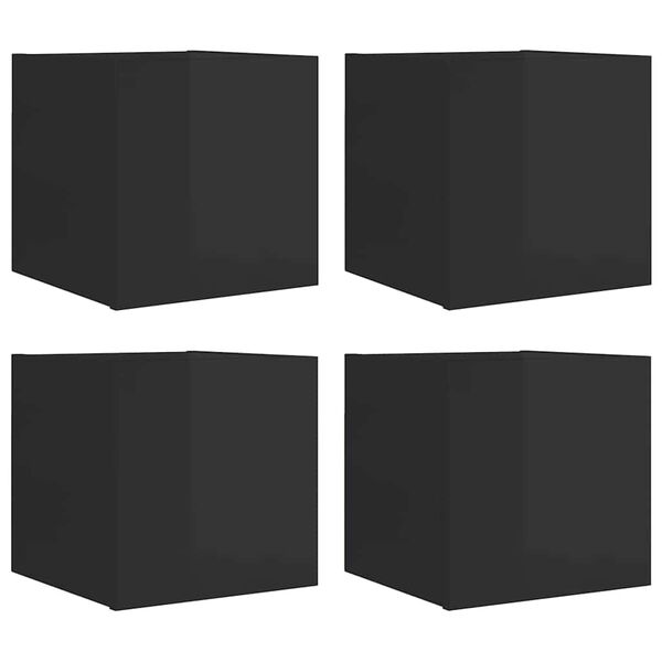 vidaXL Meubles TV muraux 4 pcs Noir brillant 30,5x30x30 cm