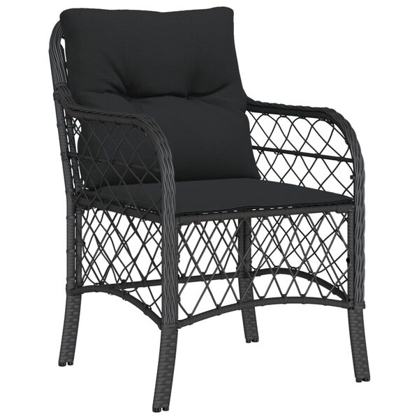vidaXL Ensemble &agrave; manger de jardin coussins 5pcs Noir R&eacute;sine tress&eacute;e
